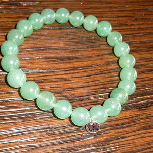 Grade A Green Aventurine bead Bracelet 8mm with sterling silver or gold plated tag image 1