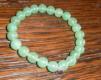 Grade A Green Aventurine bead Bracelet 8mm with sterling silver or gold plated tag
