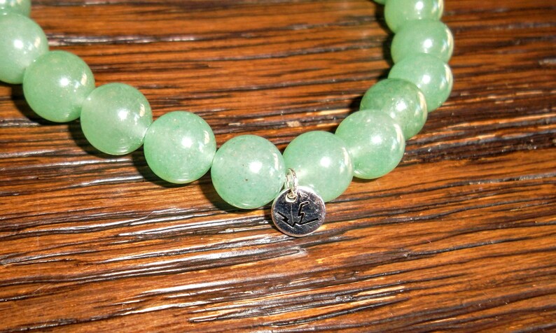 Grade A Green Aventurine bead Bracelet 8mm with sterling silver or gold plated tag image 2