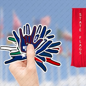 ASL vlag sticker staat - gebarentaal liefde en vlag vinyl sticker - staten Tennessee t/m Wyoming - VS - Amerikaanse gebarentaal I Love You