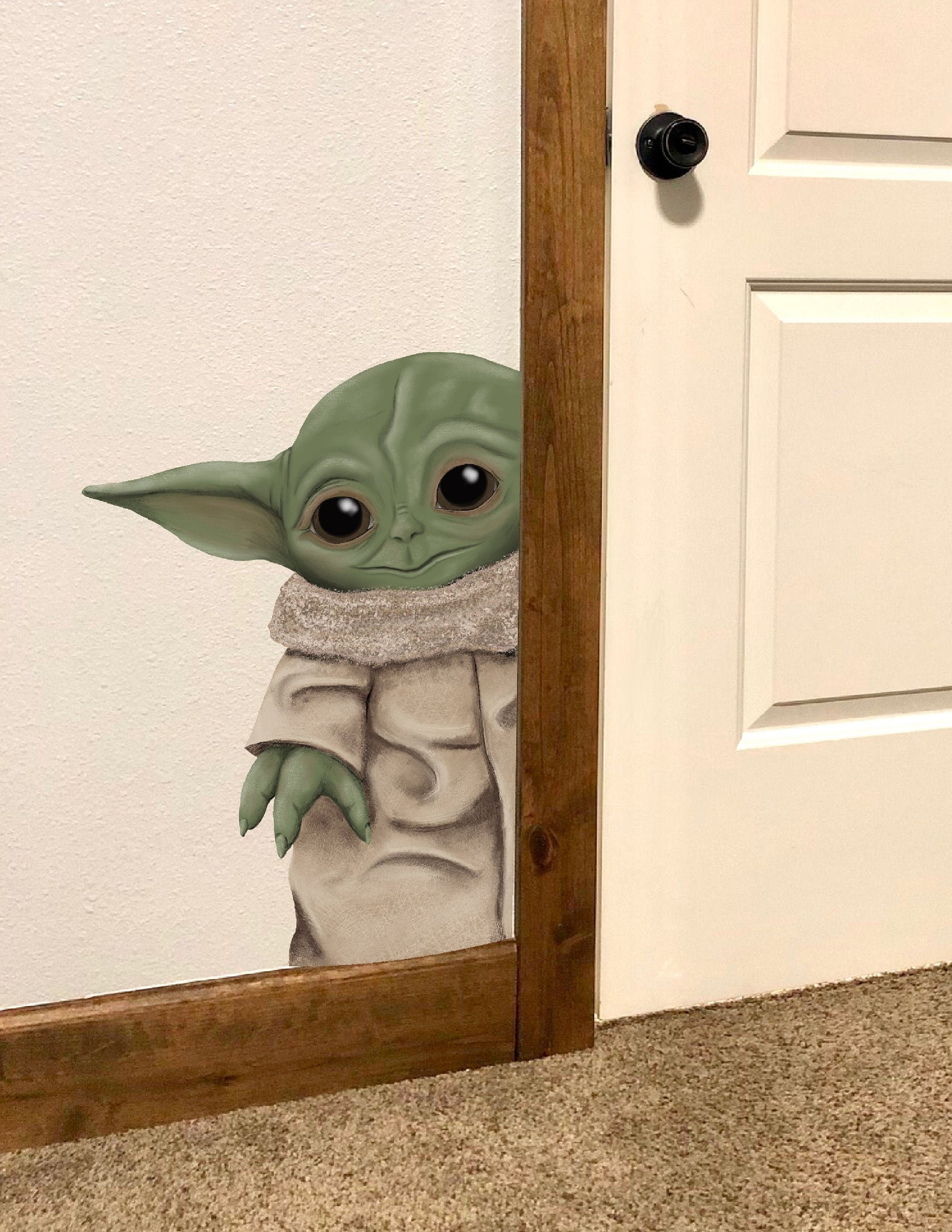Baby Yoda Wall Art Canvas Decal Etsy