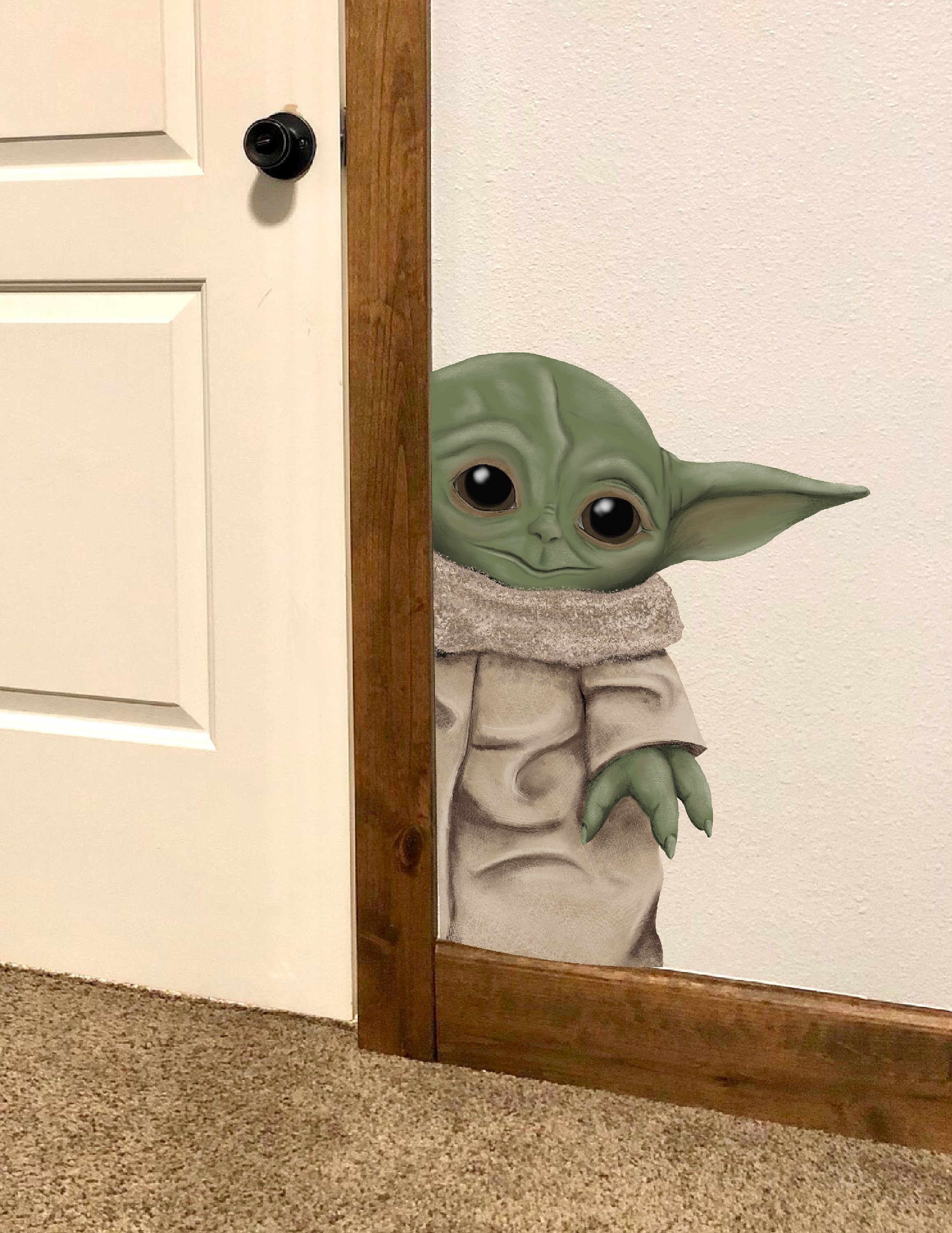 Baby Yoda Wall Art Canvas Decal Etsy