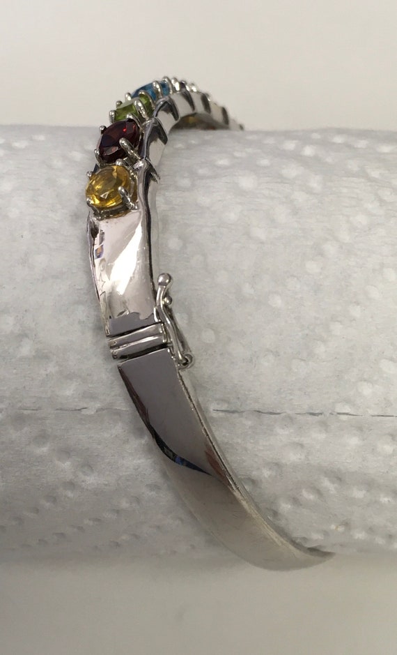 Multi colored gemstone bangle bracelet - image 3
