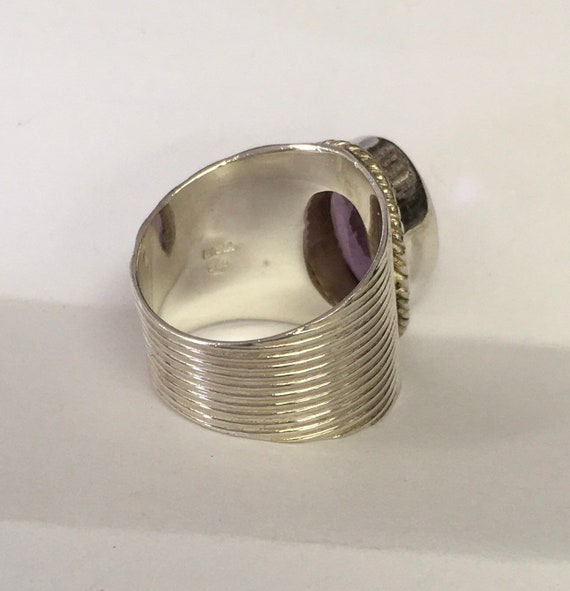 Amethyst gemstone set in silver ring very large s… - image 2