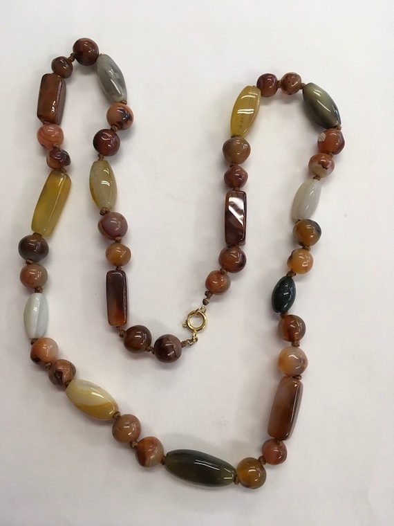 Red agate beaded necklace