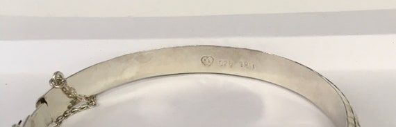 Silver bangle bracelet with decorative stamping a… - image 6