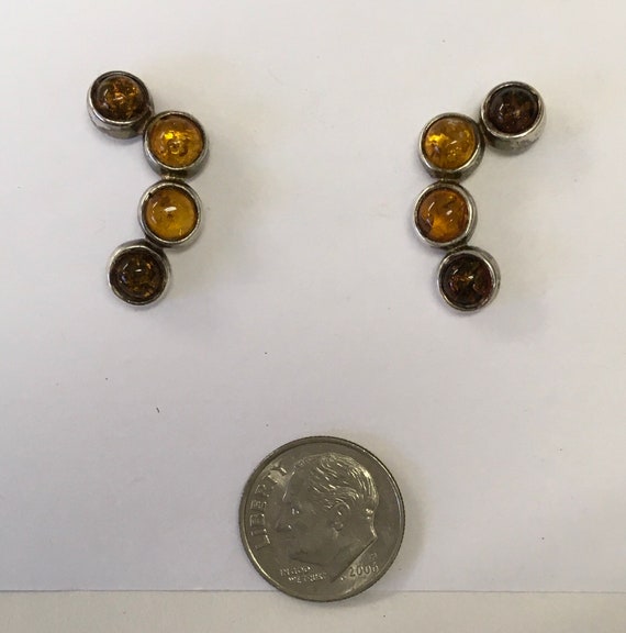 Genuine amber and sterling silver stud earrings - image 3