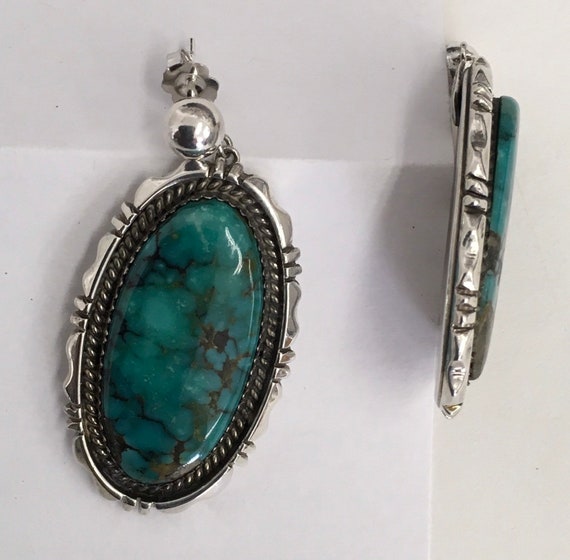Turquoise S/S American Indian earrings - image 3