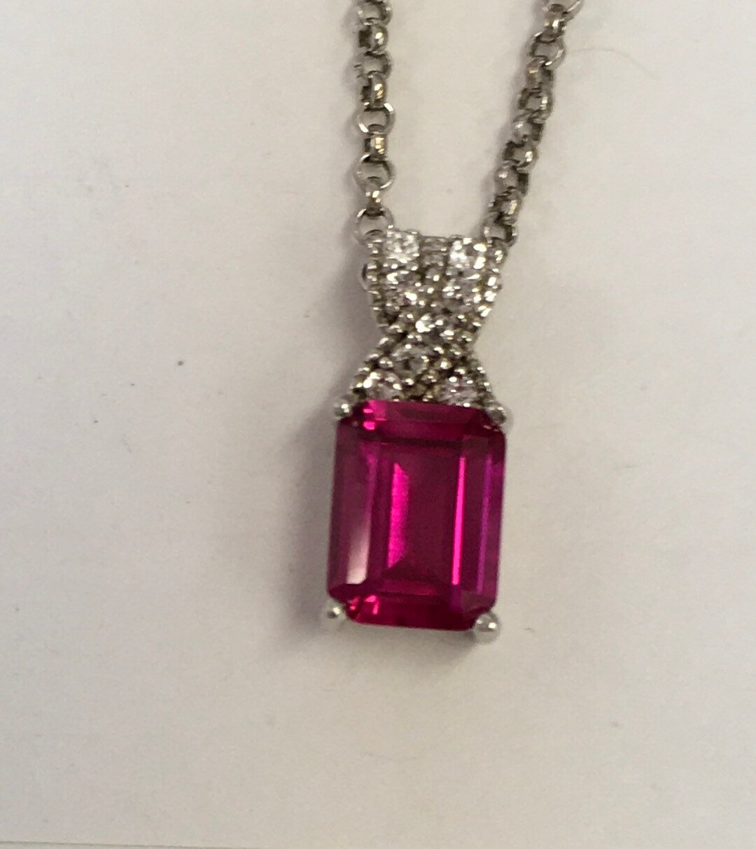 Sterling Silver Ruby Pendant Necklace: Cubic Zirconia, 18" Chain - Etsy
