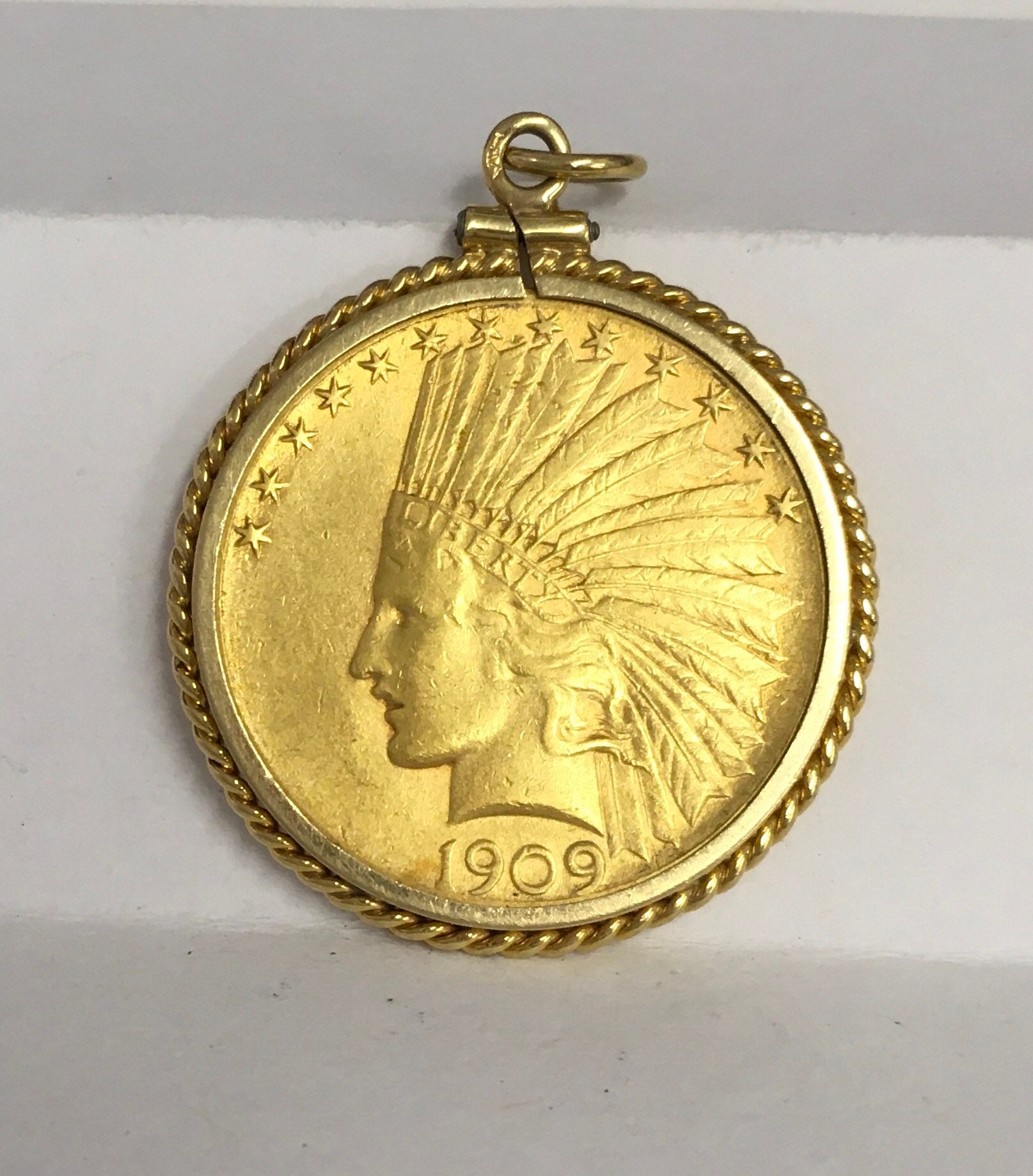 Ten Dollar Gold Piece in 14 Karat Pendant Frame Etsy