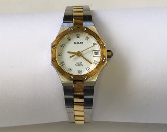 Two tone bracelet watch with Japanese characters