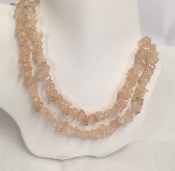 Rose quartz pebble necklace - image 1