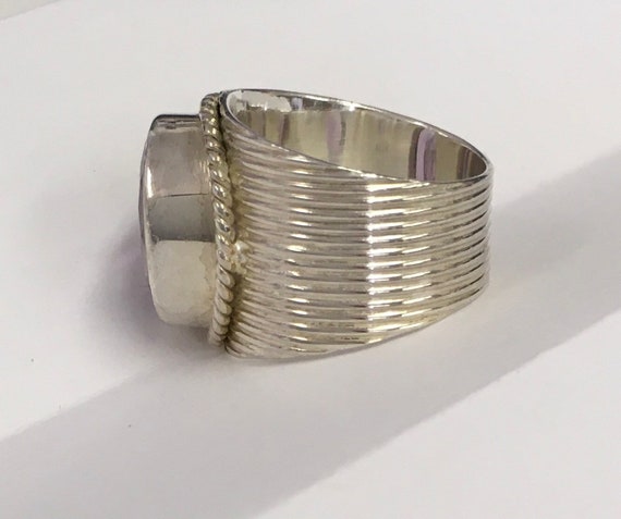 Amethyst gemstone set in silver ring very large s… - image 4