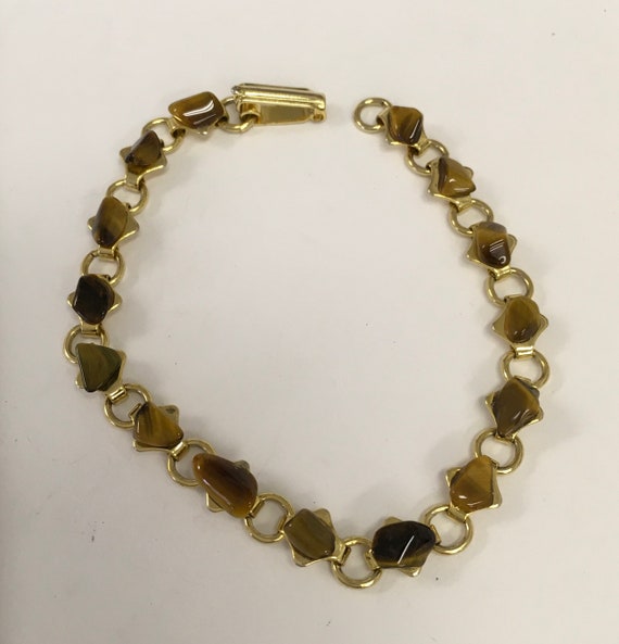 Tiger eye chips in link bracelet - image 1