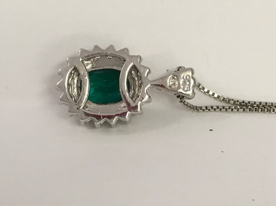 Synthetic emerald pendant in sterling silver - image 3