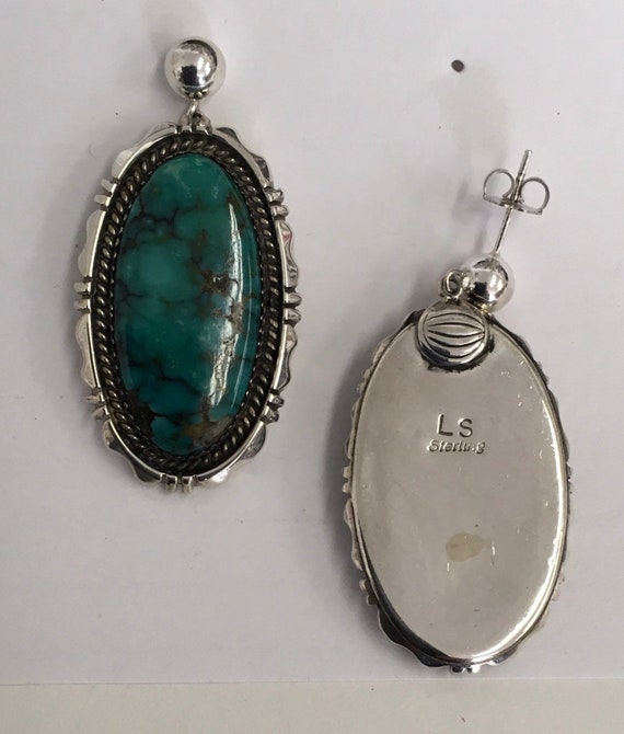 Turquoise S/S American Indian earrings - image 2