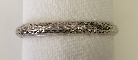 Silver bangle bracelet with decorative stamping a… - image 5