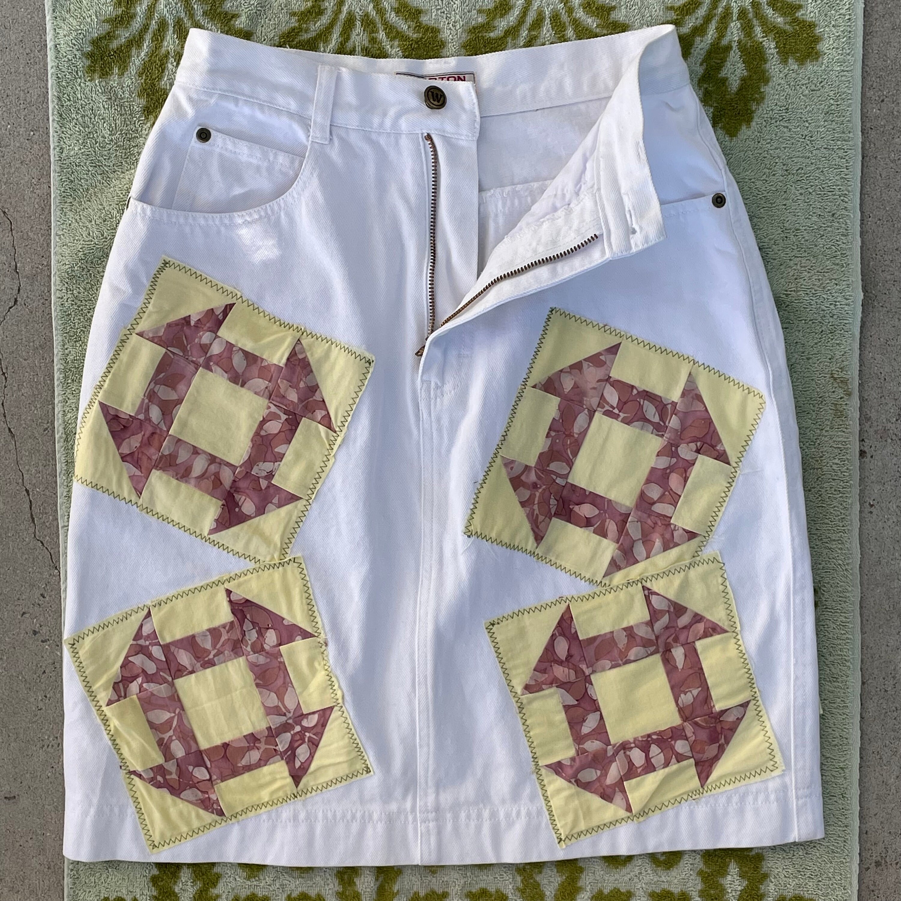 Euro Vintage Patchwork Utility Skirt (S)