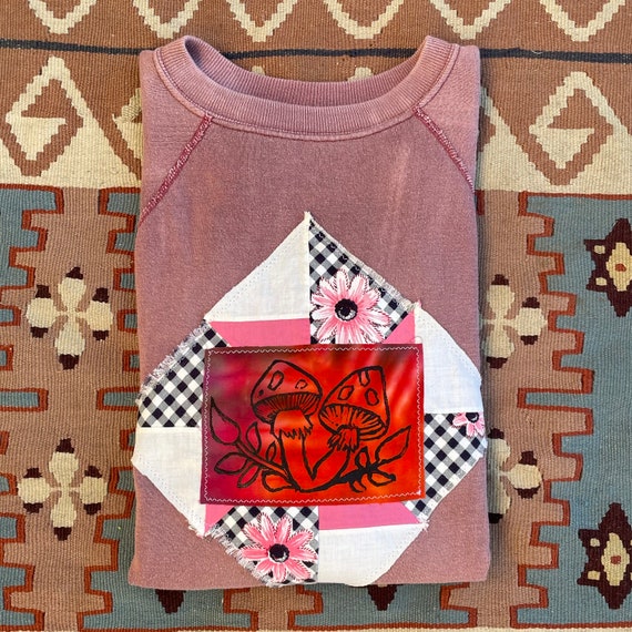 Vintage 60s 70s upcycled patchwork crewneck