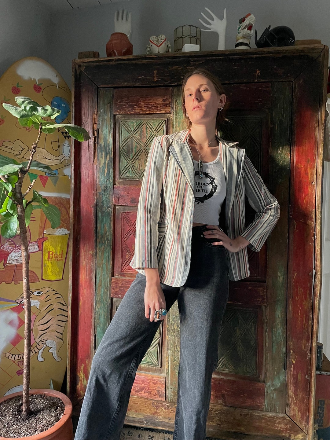 Vintage 70s Grey THE KNACK Union Made Blazer