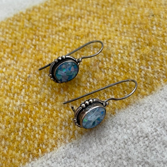 Vintage Roman glass sterling silver earrings - image 4