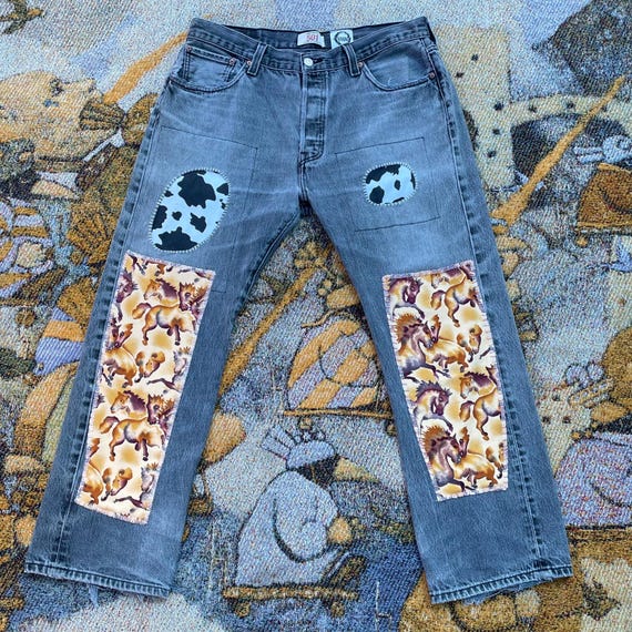 Upcycled patchwork Levi’s button fly jeans - image 1