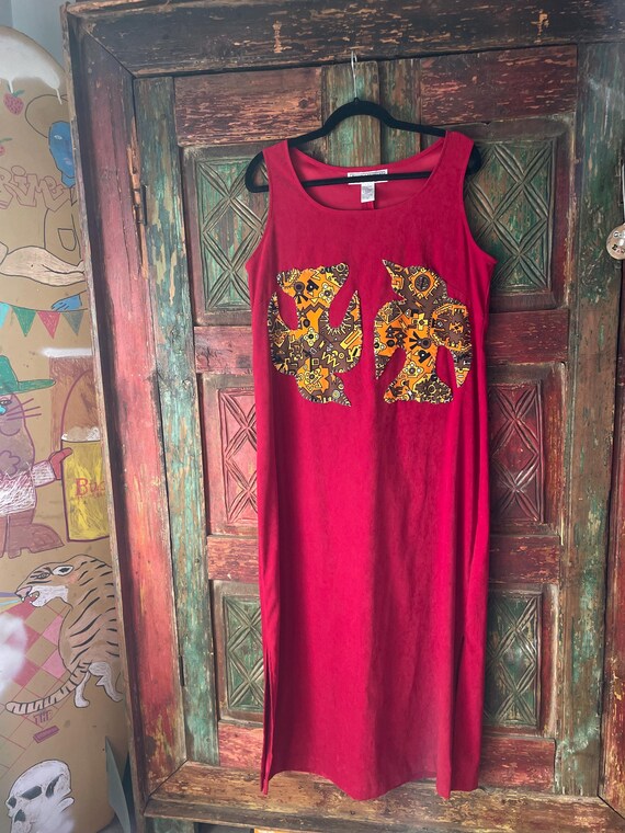 Folk bird patchwork upcycled dress - image 2