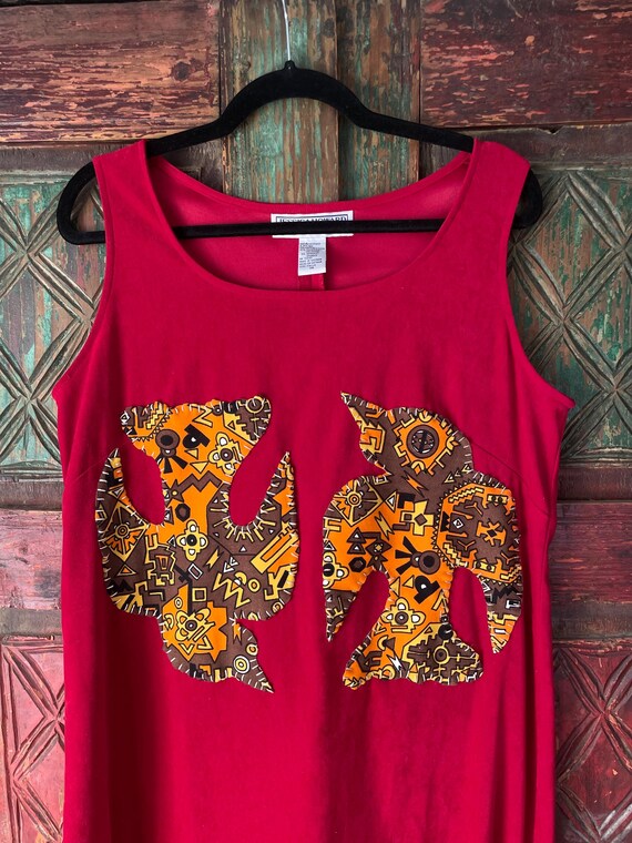 Folk bird patchwork upcycled dress - image 3