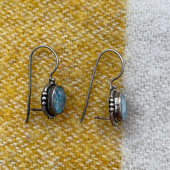 Vintage Roman glass sterling silver earrings - image 3