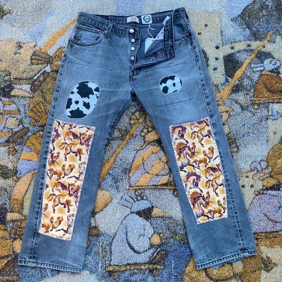 Upcycled patchwork Levi’s button fly jeans - image 4