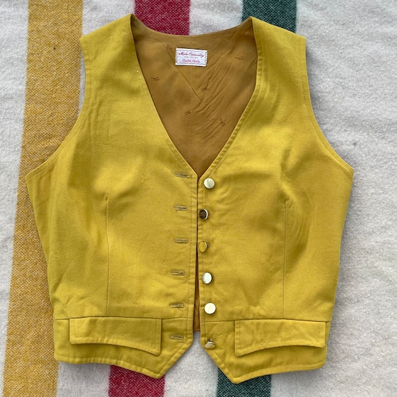 Vintage 70s Canary yellow fox hunting vest - image 5