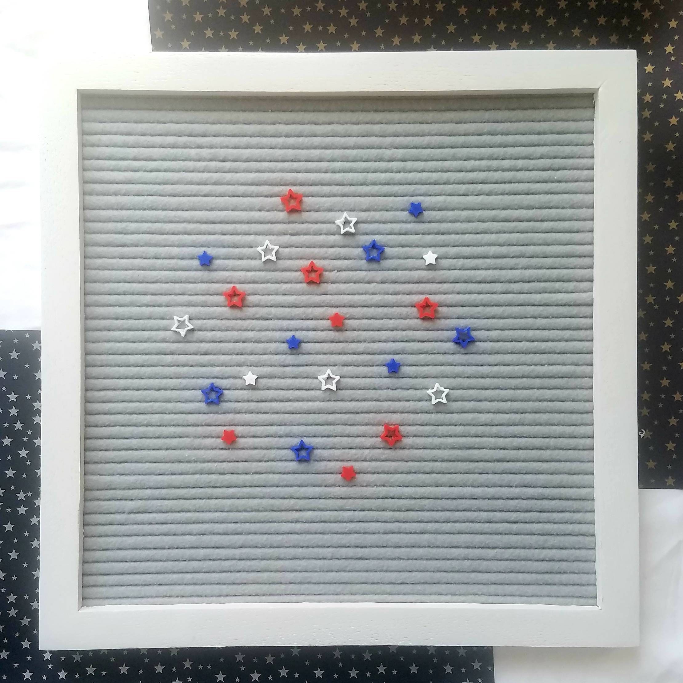 Red, white, and blue star icons for letter board--fourth of july lett…