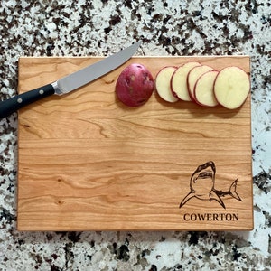 Shark Cutting Board | Shark Charcuterie Board | Custom Serving Tray | Personalized Beach House Gift | Wedding Anniv Gift