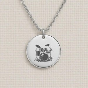 Drums Necklace – Personalized Drum Set Pendant Necklace for Drummers, Musicians, or Music Lovers – Rock Band Jewelry Gift for Him or Her