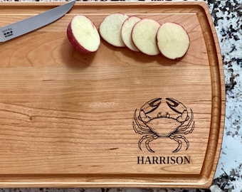 Crab Cutting Board | Seafood Charcuterie Board | Custom Serving Tray | Personalized Crab Gift | Wedding Anniv Gift