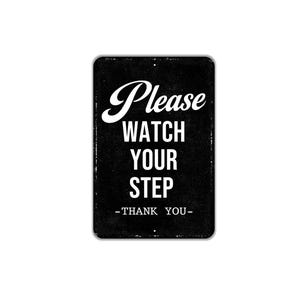 Please Watch Your Step Sign | Safety Caution Sign for Home, Business, or Office | Metal Sign or Canvas in Multiple Sizes