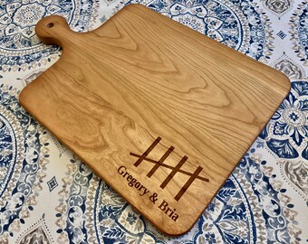 Five Year Wood Anniversary Cutting Board | 5 Yr Charcuterie Board | Custom Serving Tray | Personalized Wedding Anniversary Gift