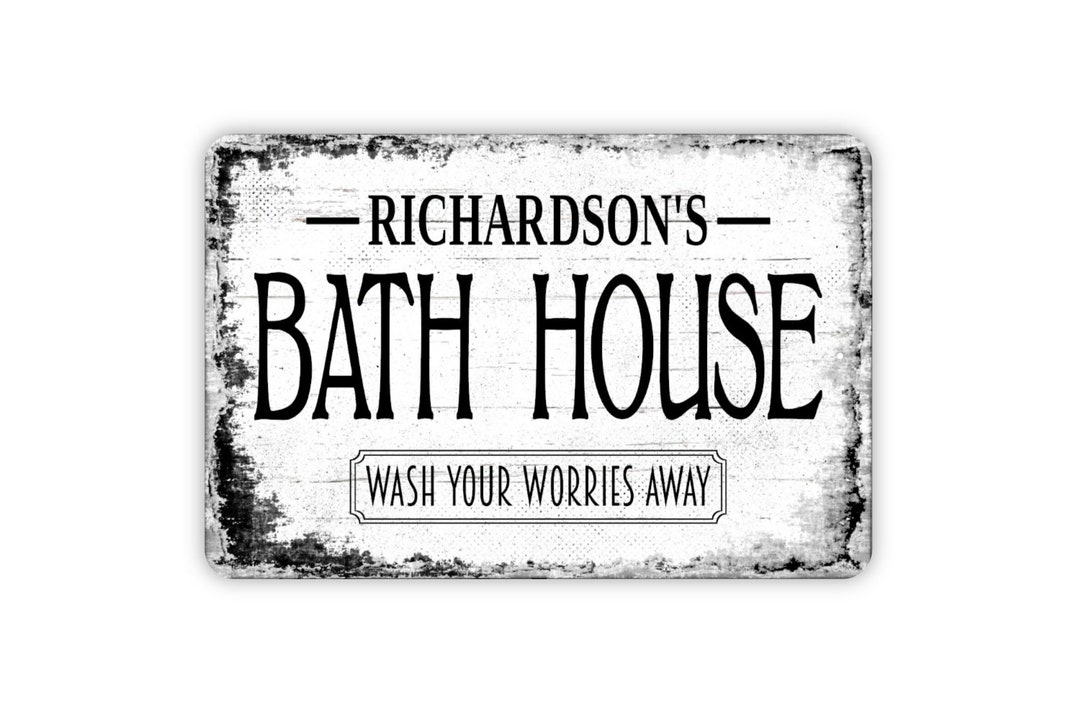 Bath House Sign Personalized Metal Wall Art Custom Name Sign Etsy