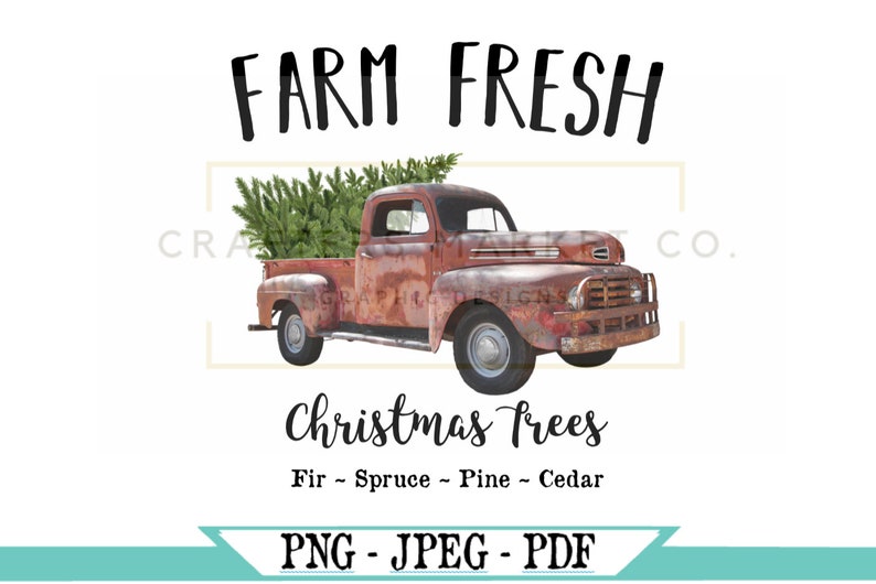 Christmas Tree Truck Clipart Vintage Truck PNG Christmas | Etsy