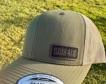 Isaiah 41:10 Hat Snapback Trucker – Engraved Patch Christian Cap, Faith-Based Gift, Inspirational Bible Verse Hat for Him or Her