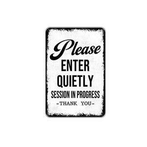Please Enter Quietly Session In Progress Thank You Sign | Therapy Counseling Office Door | Meditation Yoga | Canvas Wall Art or Metal Sign