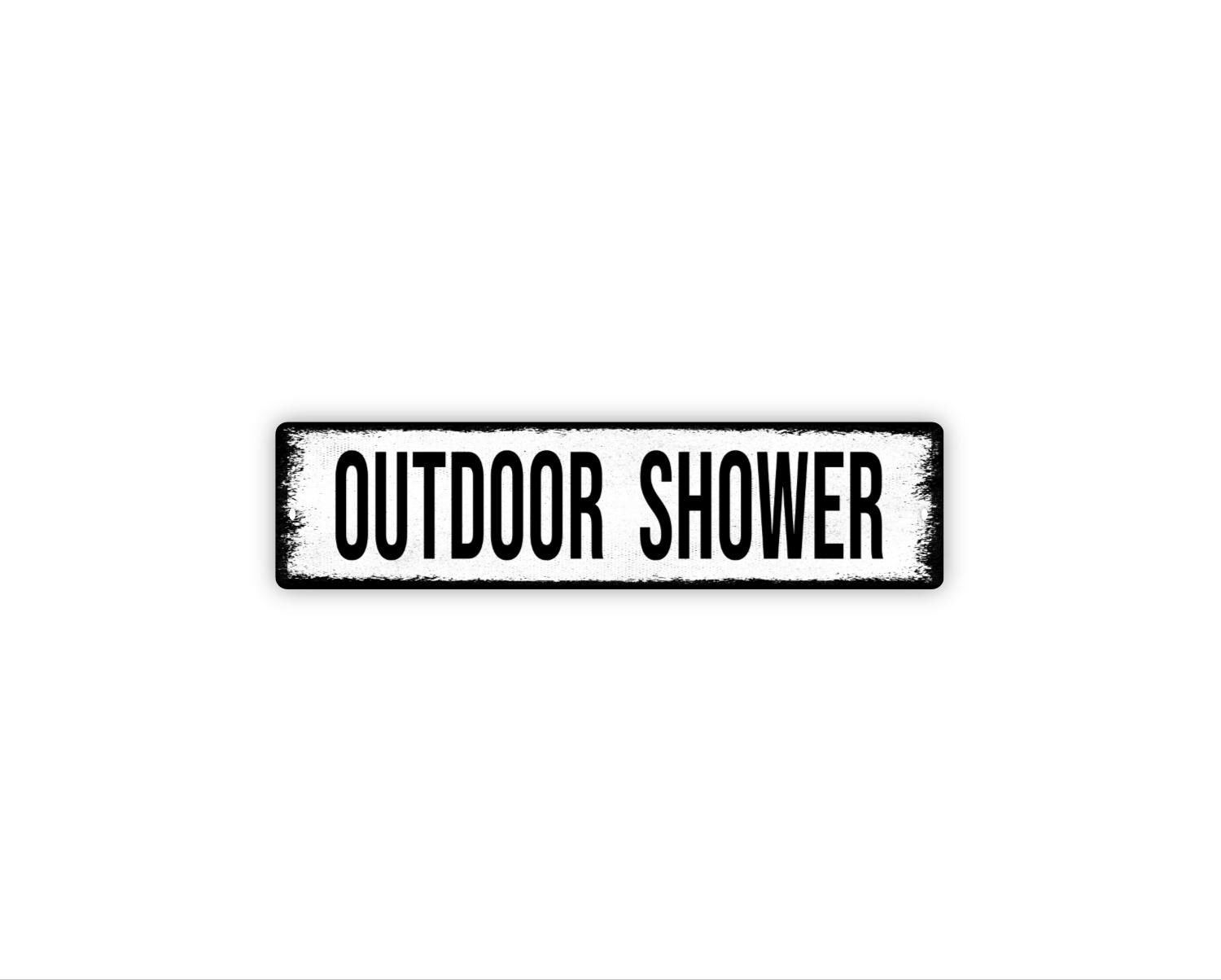 Outdoor Shower Sign Metal Wall Sign Beach House Pool Shower Decor ...
