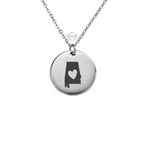 Alabama Necklace – Gold or Silver State Charm – Personalized Southern Gift – Home or Travel Jewelry – Keychain Option Available