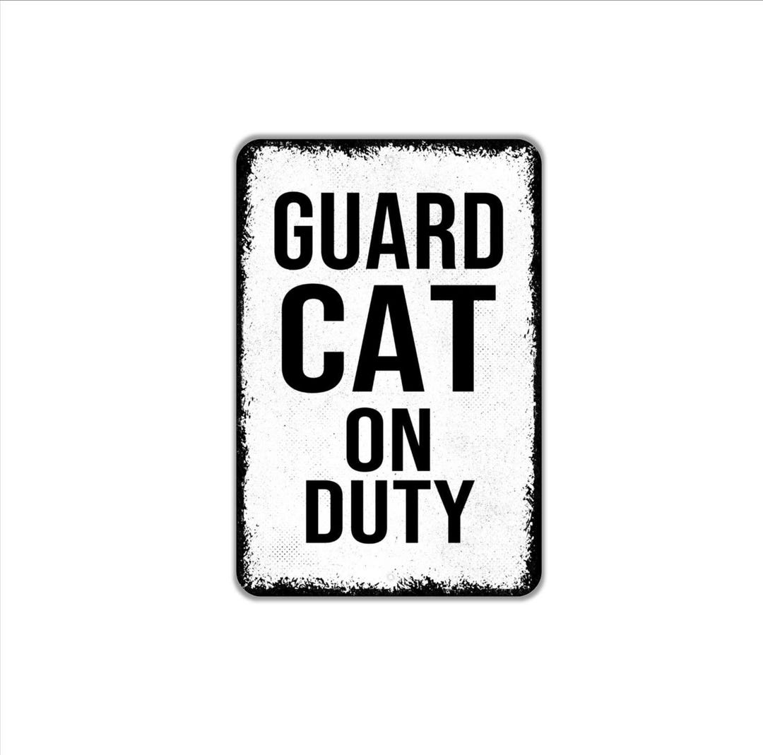 Guard Cat on Duty Sign | Beware of Cat Funny Security Warning Wall ...