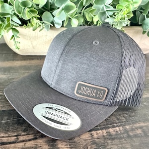 Joshua 1:9 Hat Snapback Trucker – Engraved Patch Christian Cap, “Be Strong and Courageous” Bible Verse Hat, Faith Gift