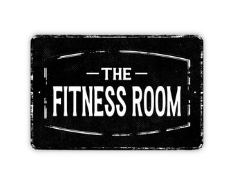 The Fitness Room Sign - Personalized Home Gym Sign - Custom Metal Wall Art - Distressed Vintage Style Novelty Gift