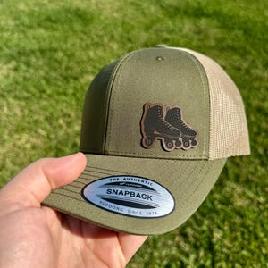 Roller Skates Hat – Snapback Trucker Hat with Patch – Retro Skater Cap – Roller Gift – Vintage Skating Hat – Gift for Him or Her