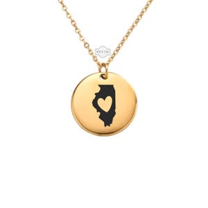 Illinois Necklace – Gold or Silver State Charm – Personalized Gift for Illinois Lover – Hometown Jewelry – Keychain Available