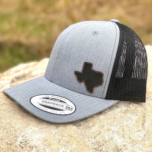 Texas Hat – Snapback Trucker Hat with Leatherette Patch – Lone Star State Cap – Texas Pride Hat – Western Gift for Him – Choose Your State