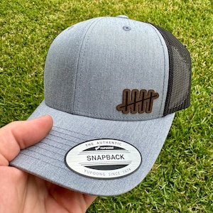 Five Hash Marks Hat – Snapback Trucker Hat with Engraved Tally Mark Patch, Rustic Outdoor Style, Cool Minimalist Symbol Cap